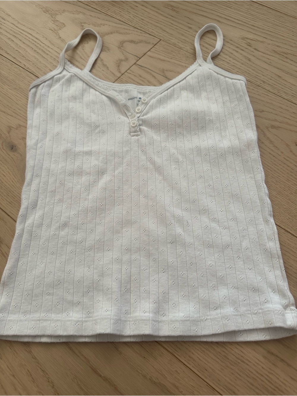 Brandy Melville White Ribbed Eyelet Tank Top